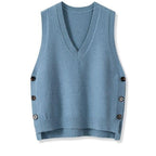 Damen Strickweste mit V-Ausschnitt und Knopfdetails R&B