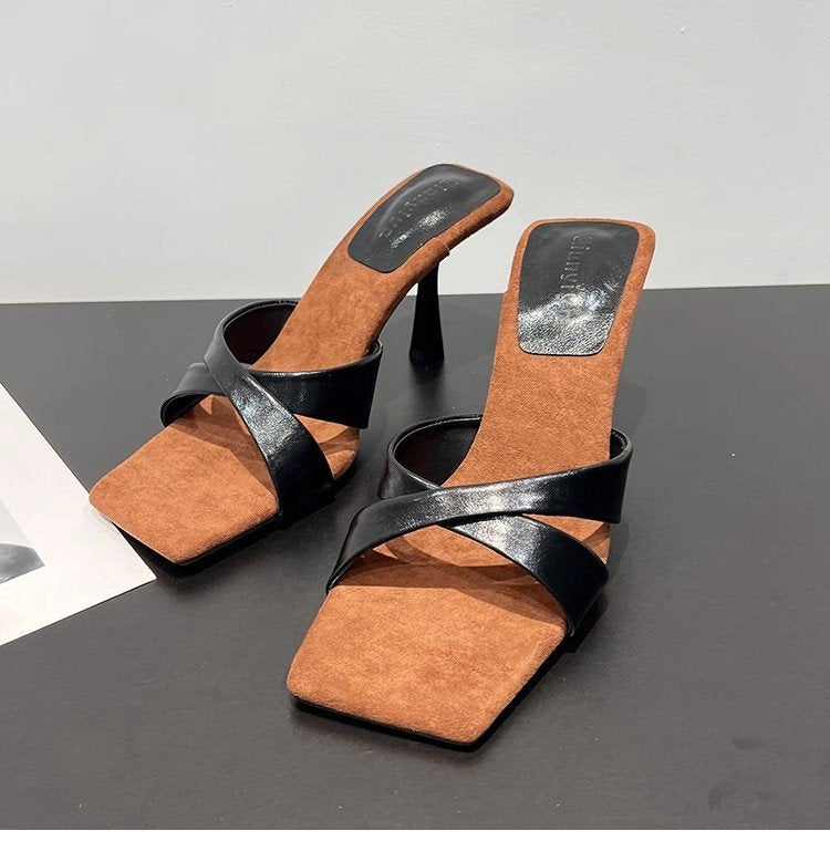 Damen elegante Sling-Pumps mit überkreuztem Riemendesign und hohen Absatz R&B