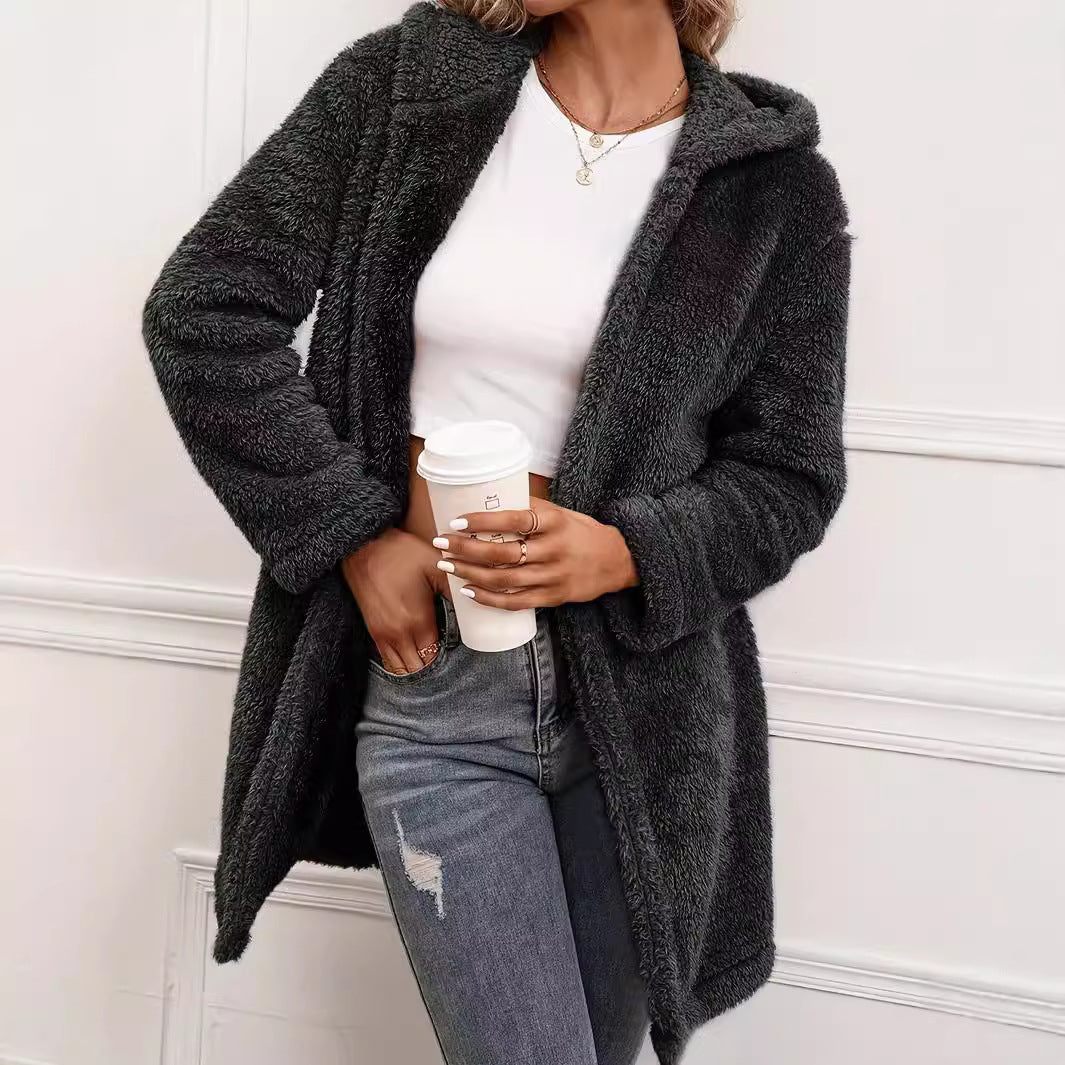 Damen Kuscheljacke mit Kapuze und weich gestricktem Fleece R&B