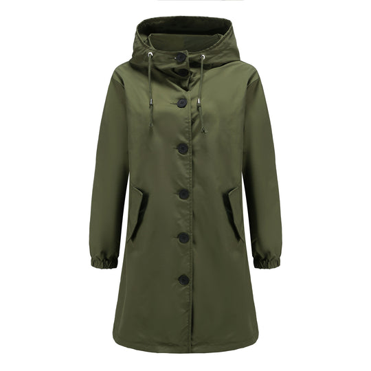 Damen modische Übergangsjacke mit verstellbarer Kapuze und praktischen Taschen R&B