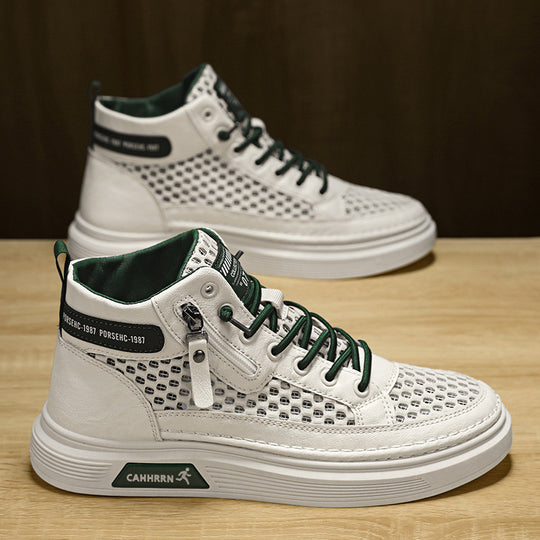 Damen modische High-Top Sneakers mit atmungsaktivem Netzdesign und rutschfester Laufsohle R&B