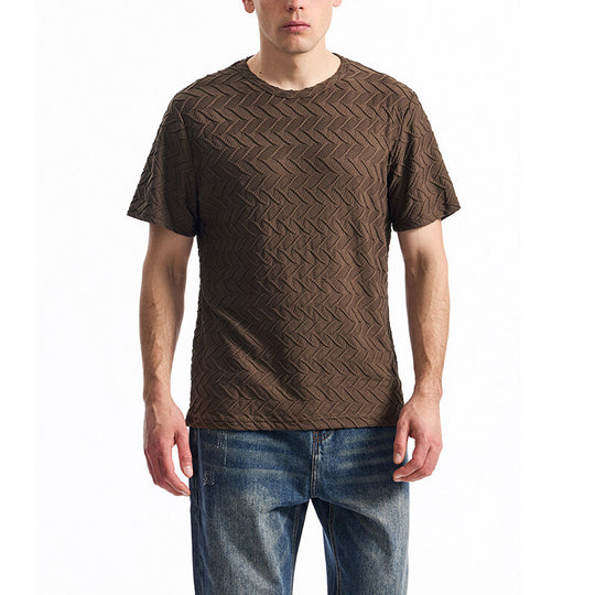 Herren T-Shirt mit strukturiertem Muster und lässiger Passform R&B