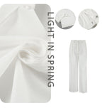 Damen Weit geschnittene Leinenhose mit elastischem Bund und hohem Taillenbund R&B