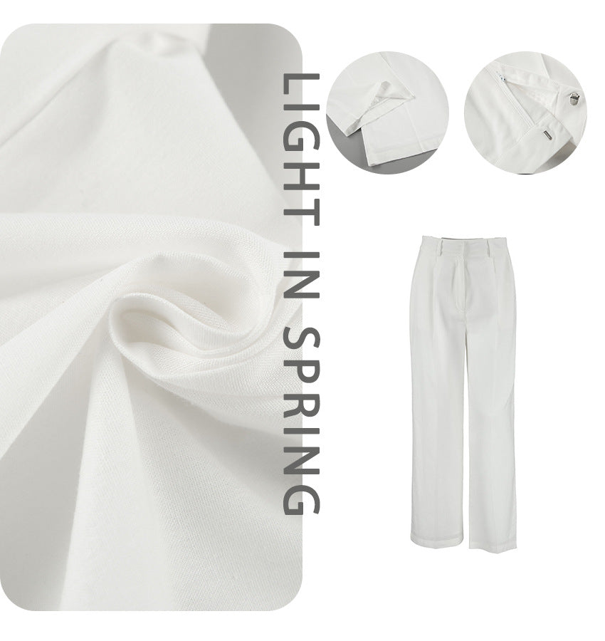 Damen Weit geschnittene Leinenhose mit elastischem Bund und hohem Taillenbund R&B