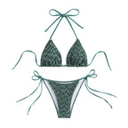 Damen Triangel-Bikini mit eleganten Bindändern und rippierter Textur