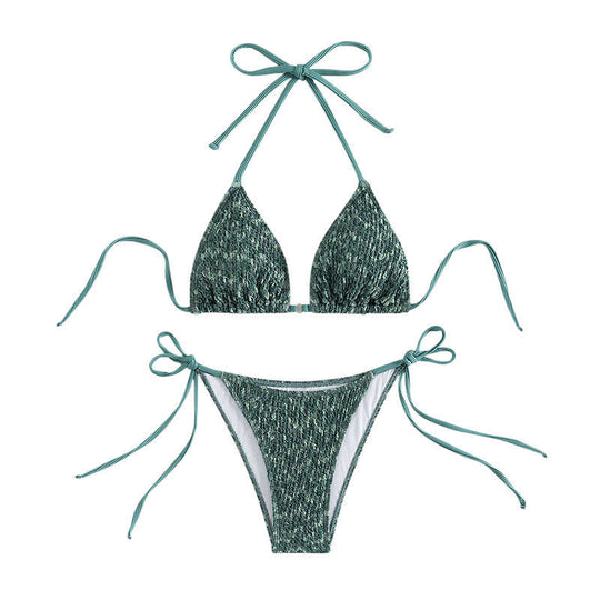 Damen Triangel-Bikini mit eleganten Bindebändern und rippierter Textur R&B