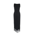 Damen zeitloses Maxikleid mit transparentem Saum R&B