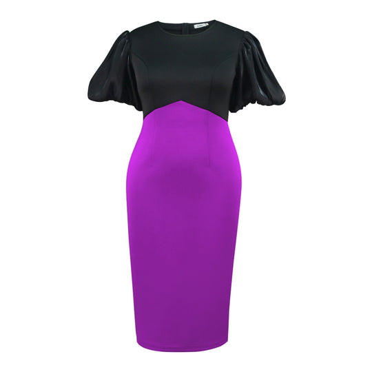 Damen Figurbetontes Kleid mit voluminösen Puffärmeln R&B