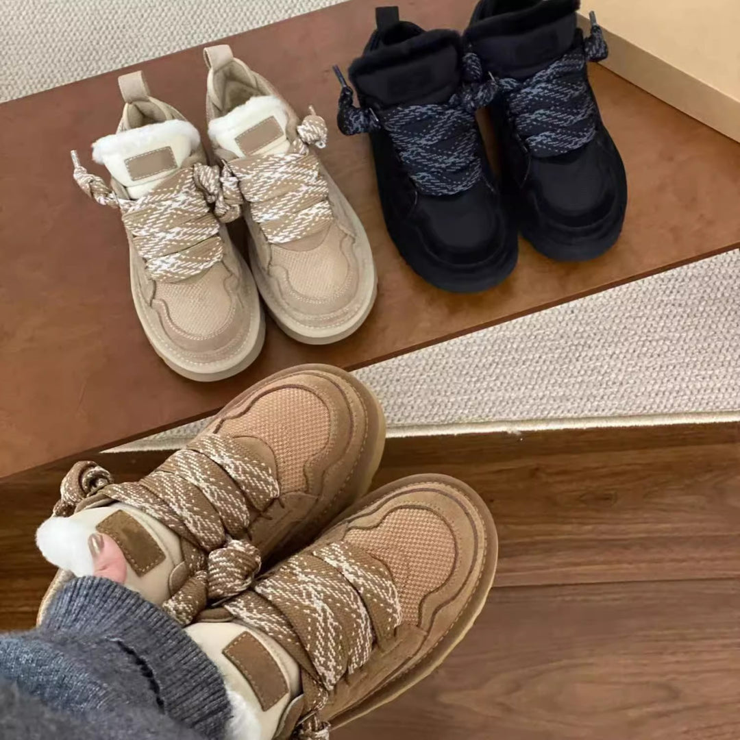 Damen Sportliche Sneaker mit warmem Futter und elastischen Schnürsenkeln R&B