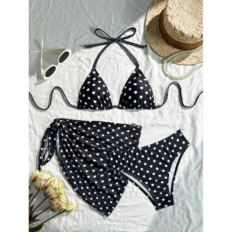 Damen Triangel-Bikini mit verspieltem Punktemuster und leichtem Cover-Up R&B