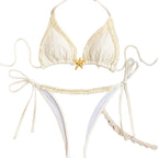 Damen Triangel-Bikini mit zarten Rüschendetails und eleganter Muschel-Applikation R&B