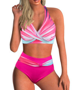 Damen Hoch geschnittenes Bikini-Set mit kreativem Schnitt R&B