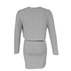 Damen figurbetontes Rippkleid mit kurzem Cardigan R&B