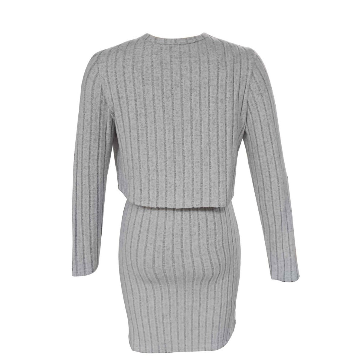 Damen figurbetontes Rippkleid mit kurzem Cardigan R&B