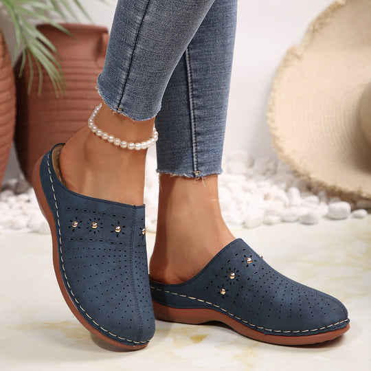 Damen komfortable Clogs mit dekorativen Perforationen R&B