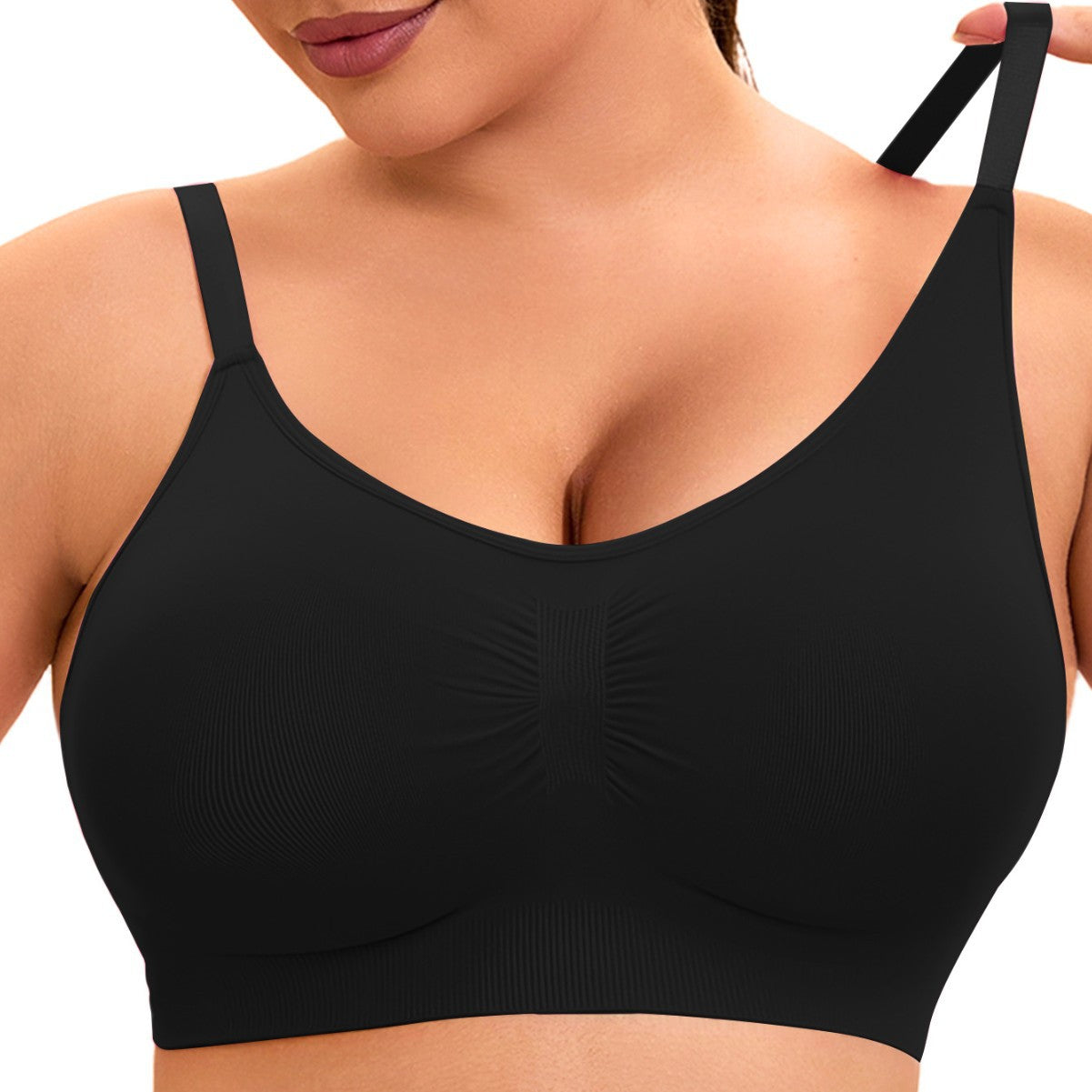 Damen sportlicher Bralette-BH mit nahtloser Passform und elastischem Unterband R&B