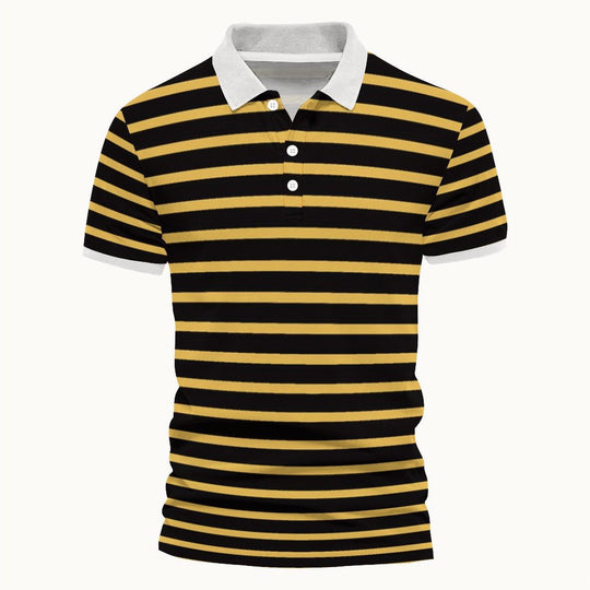 Herren Polo-Shirt mit maritimem Streifenmuster und kontrastierendem Kragen R&B