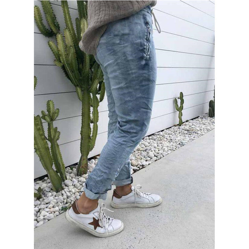 Damen lässige Jogginghose mit elastischem Bund und seitlichen Reißverschlüssen R&B