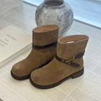 Damen elegante Chelsea Boots mit modischen Schnallen und hochwertiger Wildlederoberfläche R&B
