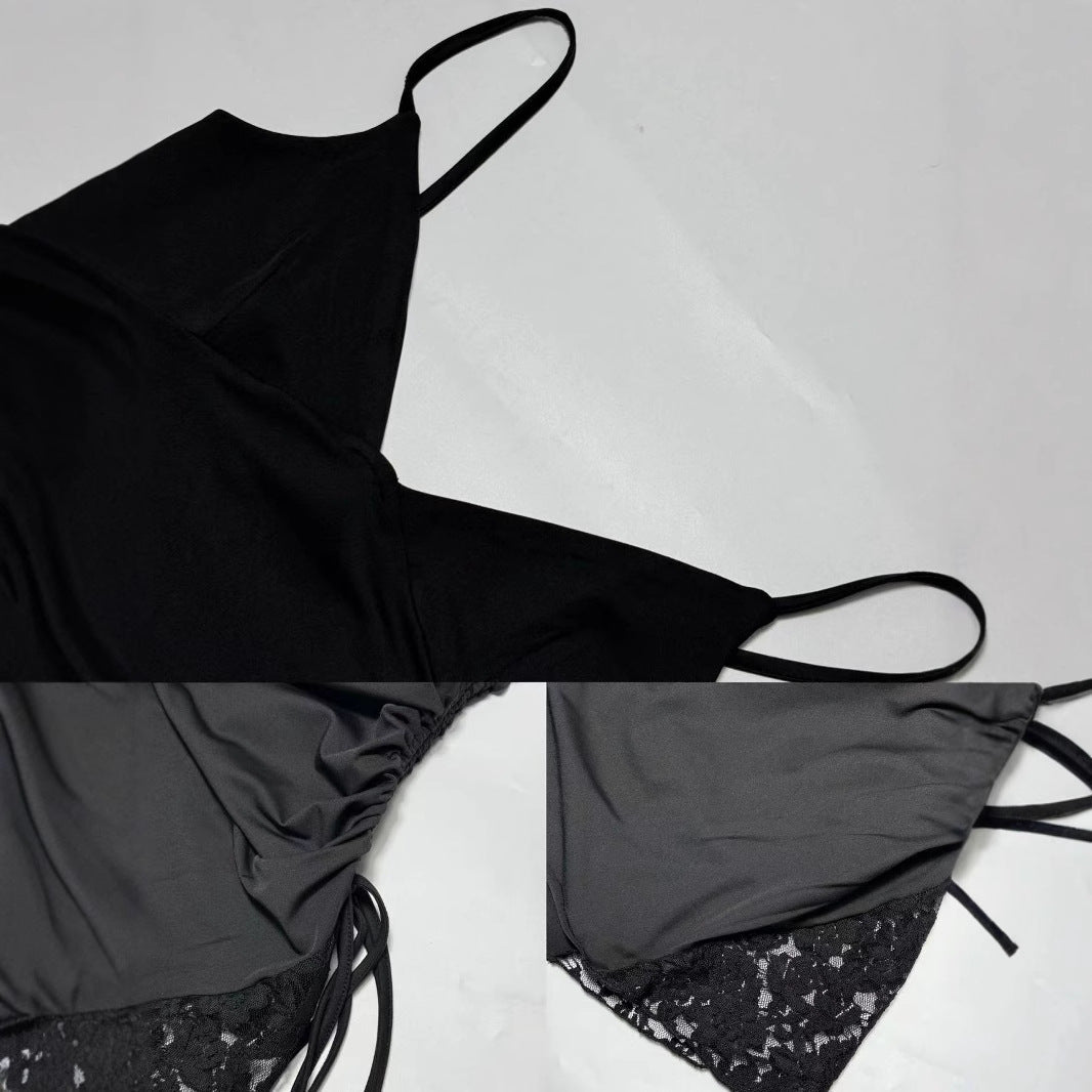 Damen Minikleid mit raffinierten Rüschendetails und verführerischem Spitzenansatz R&B