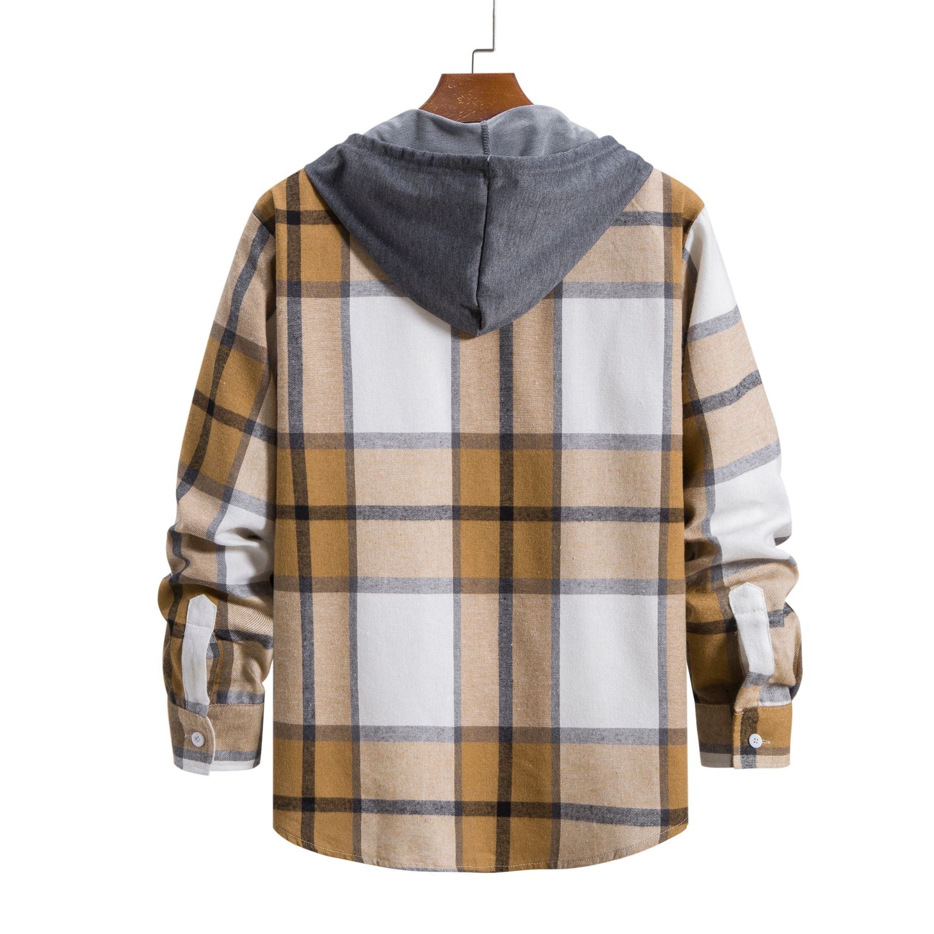Herren Karohemdjacke mit integriertem Kapuzenpullover und bequemen Knopfdetails