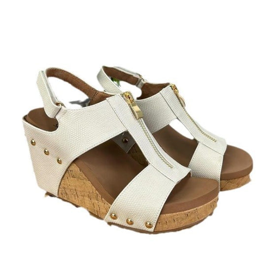 Damen Wedge-Sandalen mit praktischem Reißverschluss und hochwertigem Kork-Design R&B