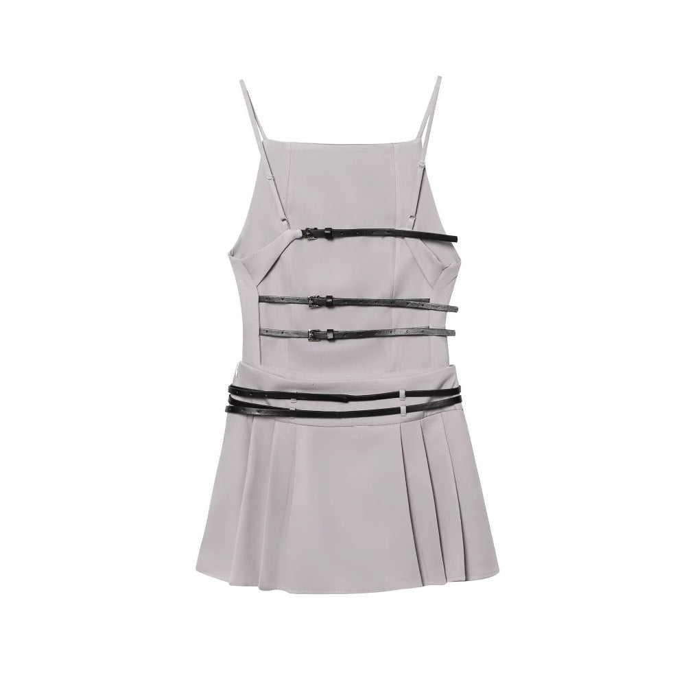 Damen Top mit elegantem Plissee-Design und modischem Gürtel R&B