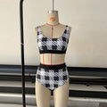 Damen Hochtailliertes Bikini-Set mit stylischem Grafikdesign R&B