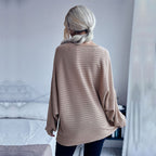 Damen Stilvoller Oversized-Pullover mit feiner Streifenstruktur