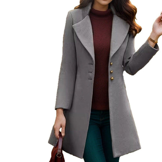 Damen eleganter Mantel mit klassischem Schnitt und dekorativen Knöpfen R&B