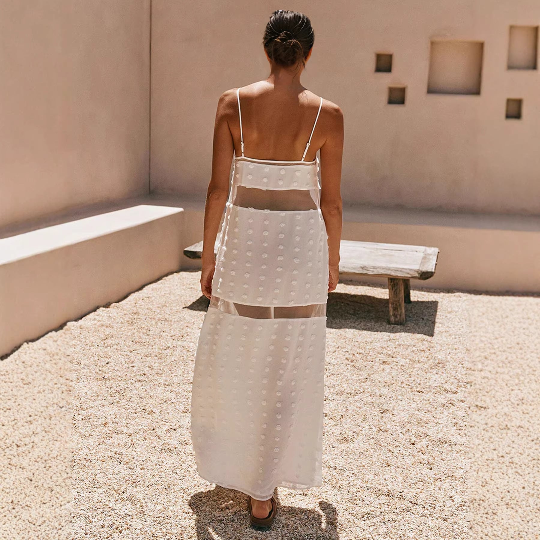 Damen Transparentes Maxikleid mit verspielten 3D-Punktdetails R&B