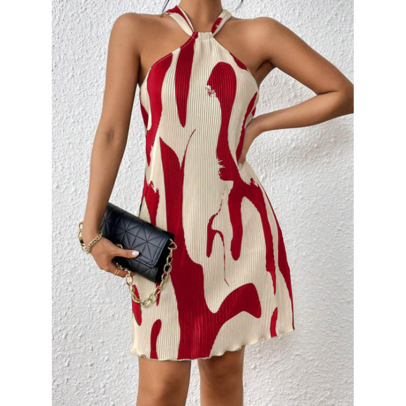Damen modisches Kurzkleid mit raffiniertem Halterdesign R&B