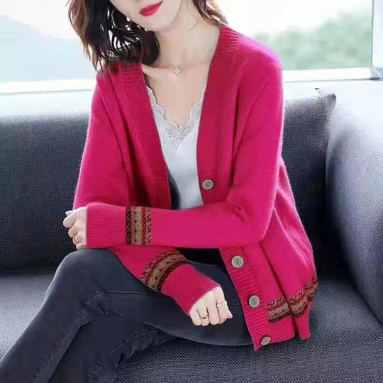 Damen Strickjacke mit kunstvollen Stickdetails und Knopfverschluss R&B