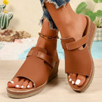 Damen Wedge-Pantoletten mit verstellbarem Riemen und ergonomischem Fußbett