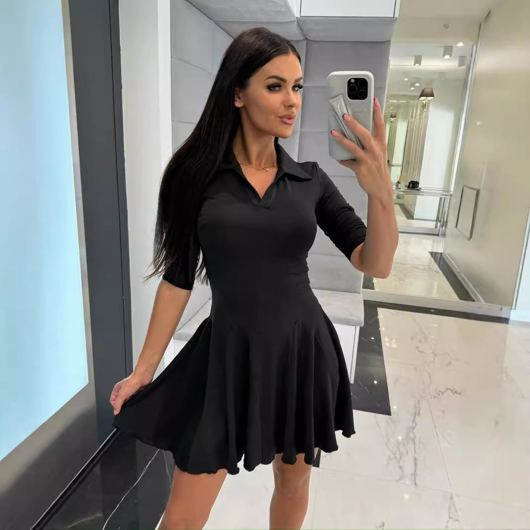 Damen sportliches Polo Kleid mit elegantem Schwung R&B