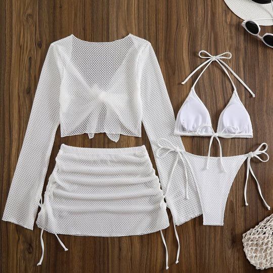 Damen Badeanzug-Set mit trendigem Netzdesign und verstellbaren Details R&B