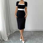 Damen Midi-Kleid mit kontrastierenden Einsätzen R&B