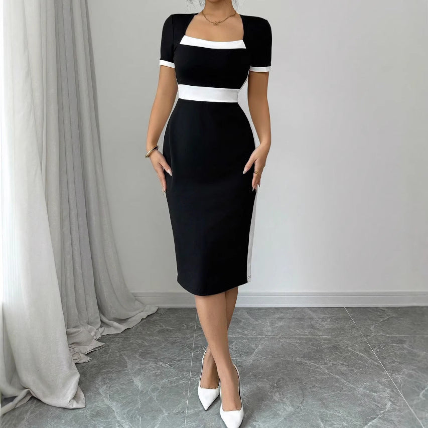 Damen Midi-Kleid mit kontrastierenden Einsätzen R&B
