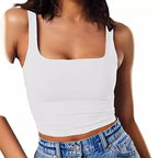 Damen Crop-Top mit quadratischem Ausschnitt und schmalem Schnitt R&B