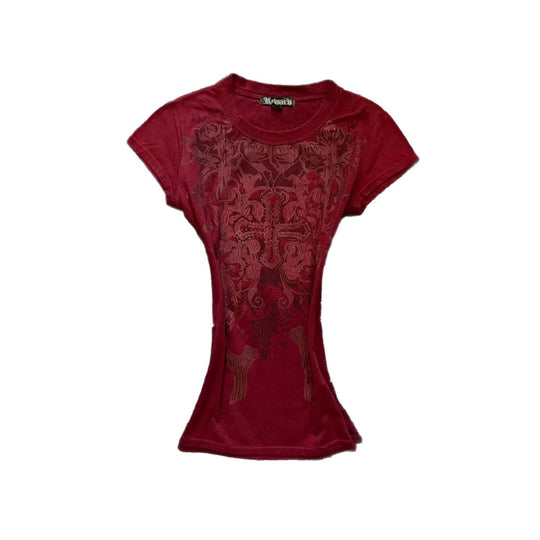 Damen T-Shirt mit aufwendig gestaltetem floralem Druck und Glitzerakzenten R&B