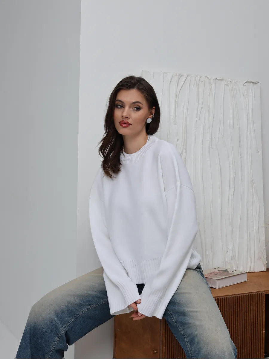 Damen Bequemer Pullover mit Oversized-Schnitt und breiten Ärmeln R&B