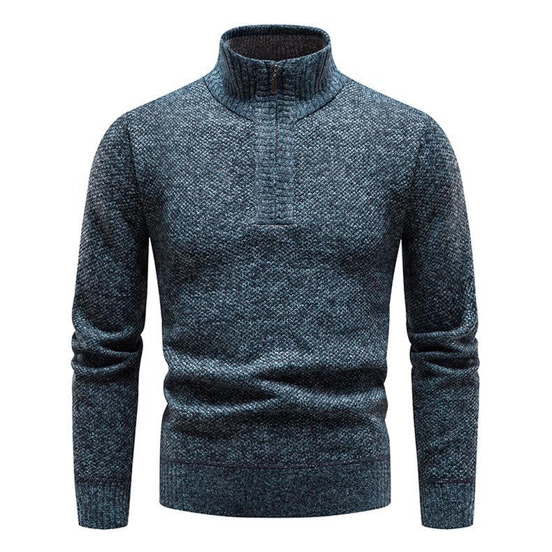 Herren Pullover mit halbem Reißverschluss und strukturiertem Design R&B