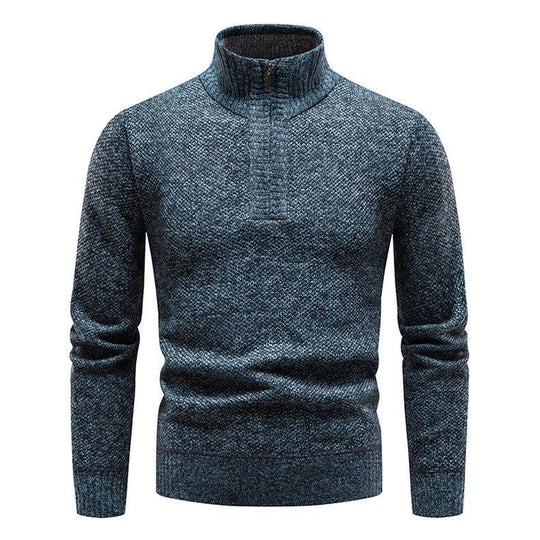 Herren Pullover mit halbem Reißverschluss und strukturiertem Design R&B