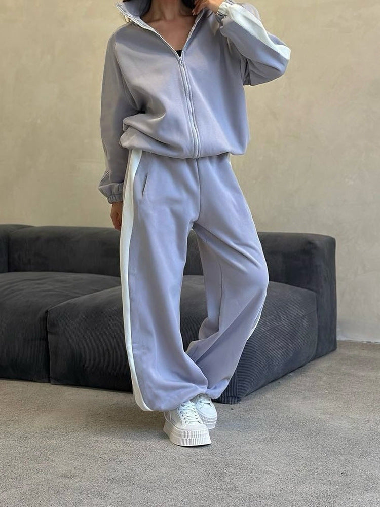Damen sportlich eleganter Fleece Jogginganzug mit trendigem Schnitt R&B