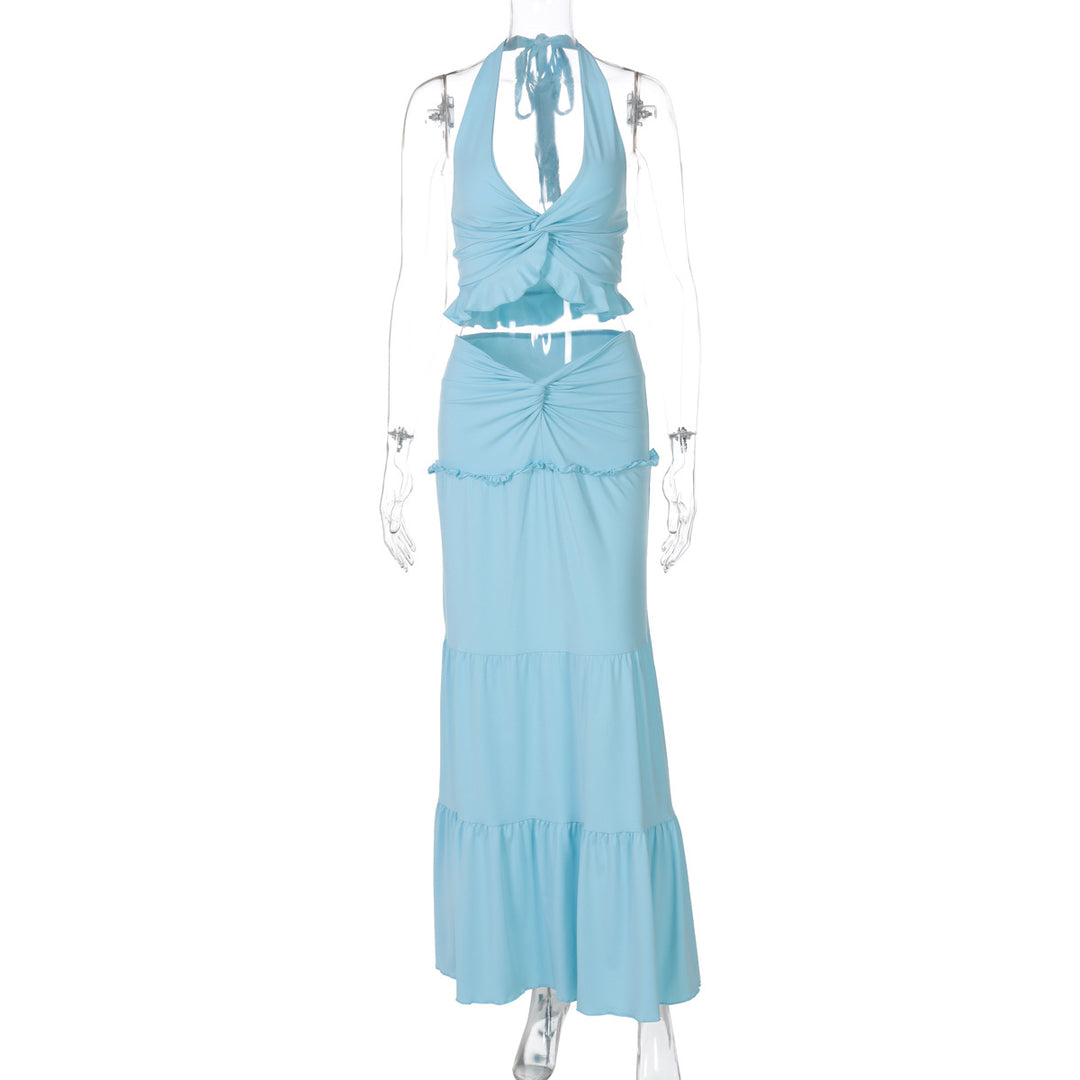 Damen Maxi-Kleid mit offener Rückenpartie und innovativem Wickeldesign R&B