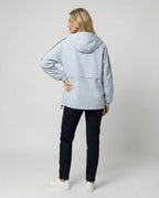 Damen leichte winddichte Kapuzenjacke im Oversize-Sportstil mit Kontraststreifen R&B