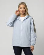 Damen leichte winddichte Kapuzenjacke im Oversize-Sportstil mit Kontraststreifen R&B