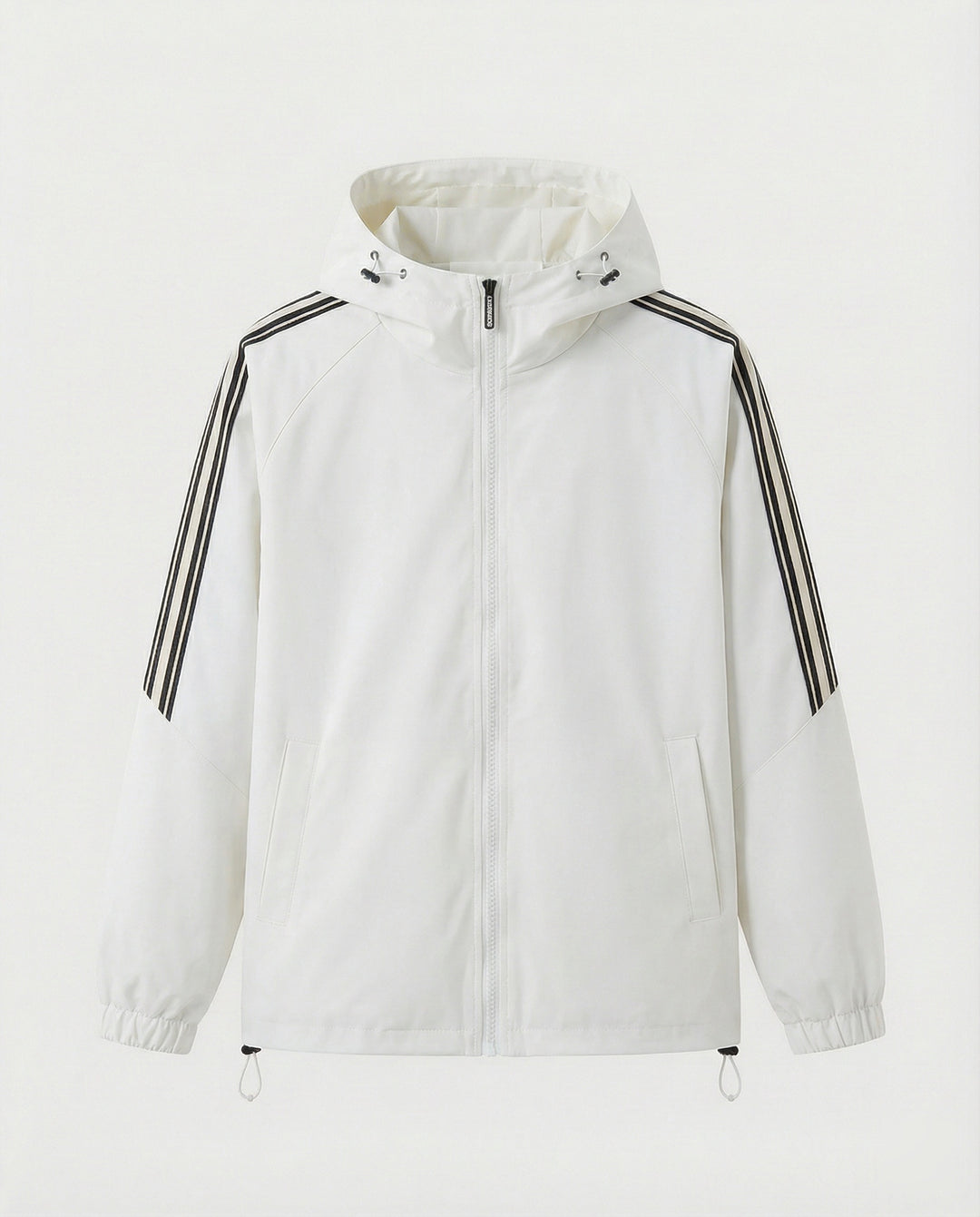 Damen leichte winddichte Kapuzenjacke im Oversize-Sportstil mit Kontraststreifen R&B