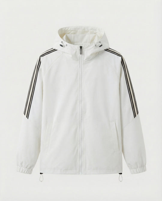 Damen leichte winddichte Kapuzenjacke im Oversize-Sportstil mit Kontraststreifen R&B