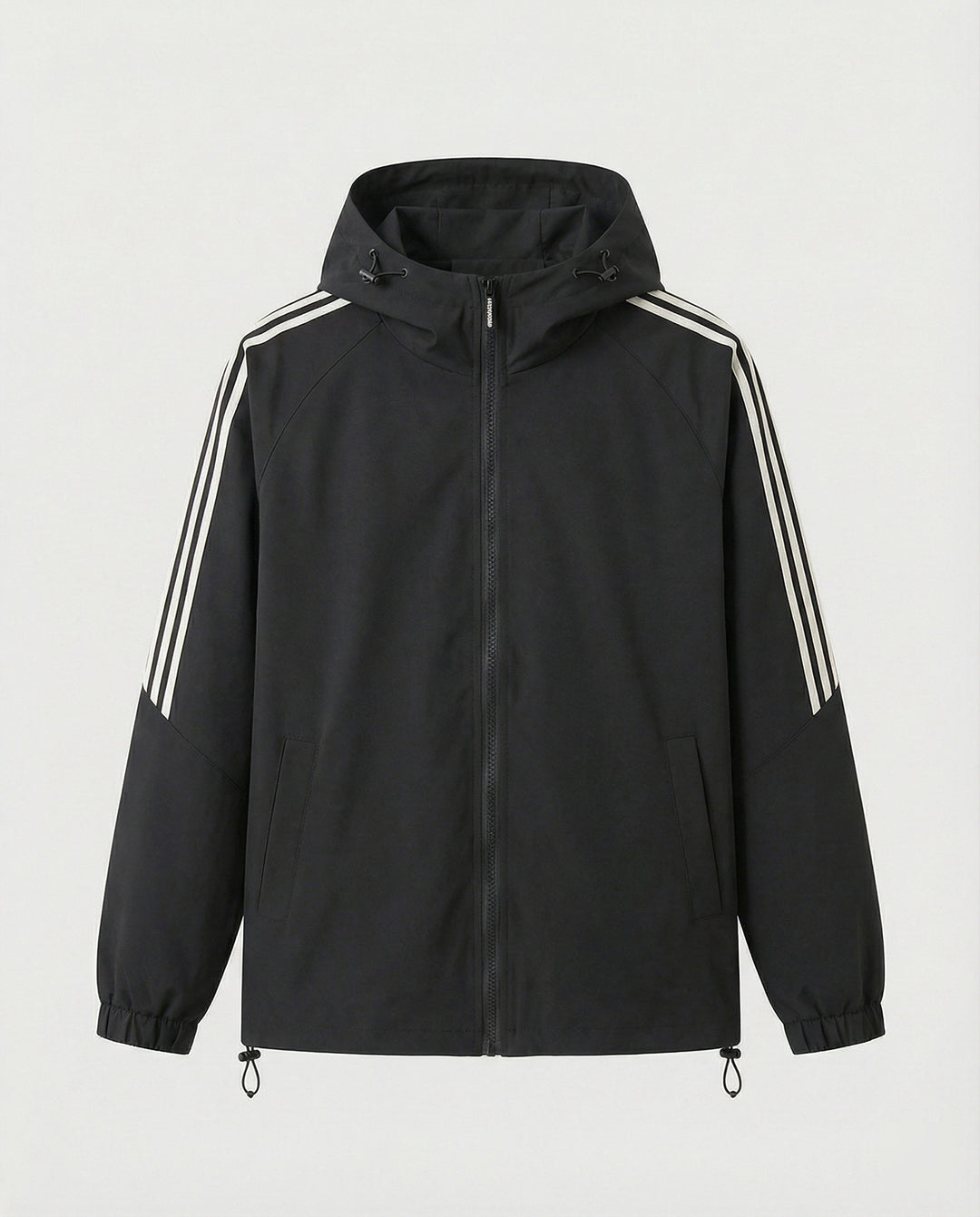 Damen leichte winddichte Kapuzenjacke im Oversize-Sportstil mit Kontraststreifen R&B